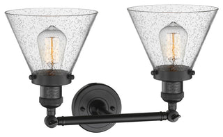 Large Cone 2-Light LED Bath Fixture, Matte Black, Glass: Seedy