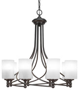 Capri 8-Light Chandelier, Dark Granite/White Marble