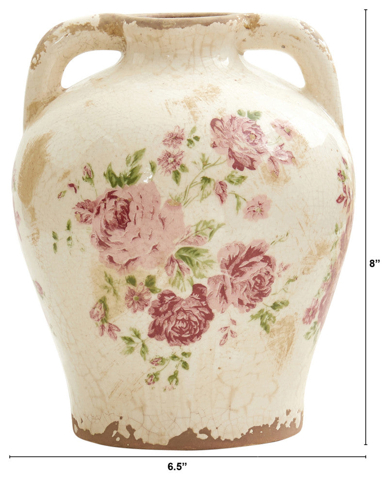 8" Tuscan Ceramic Floral Print Vase