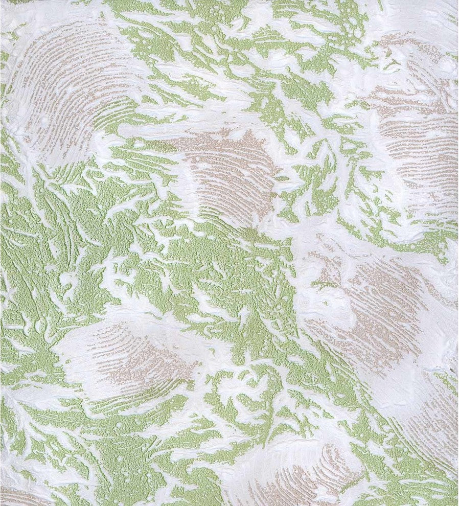Wallpaper Green Shell Embossed Textured Vinyl |
