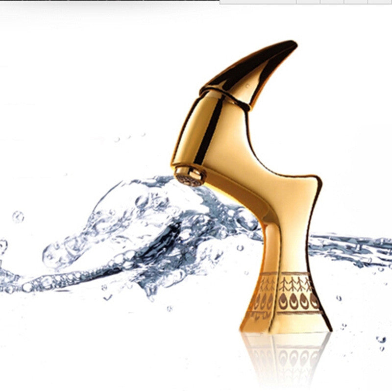 Bathroom Sink, Golden Polished, Deck Mount