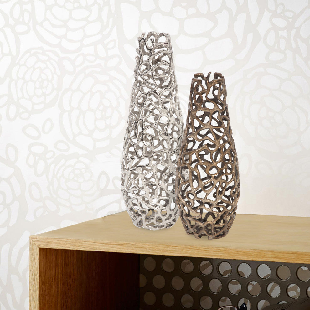 Bronze Aluminum Branch Vase, Small