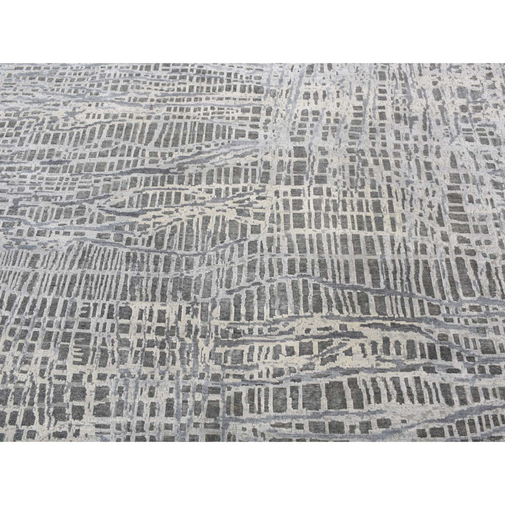 Cloud Gray, THE LOST BRANCHES, Silk With Wool, Hand Knotted, Rug, 8'10"x12'2"