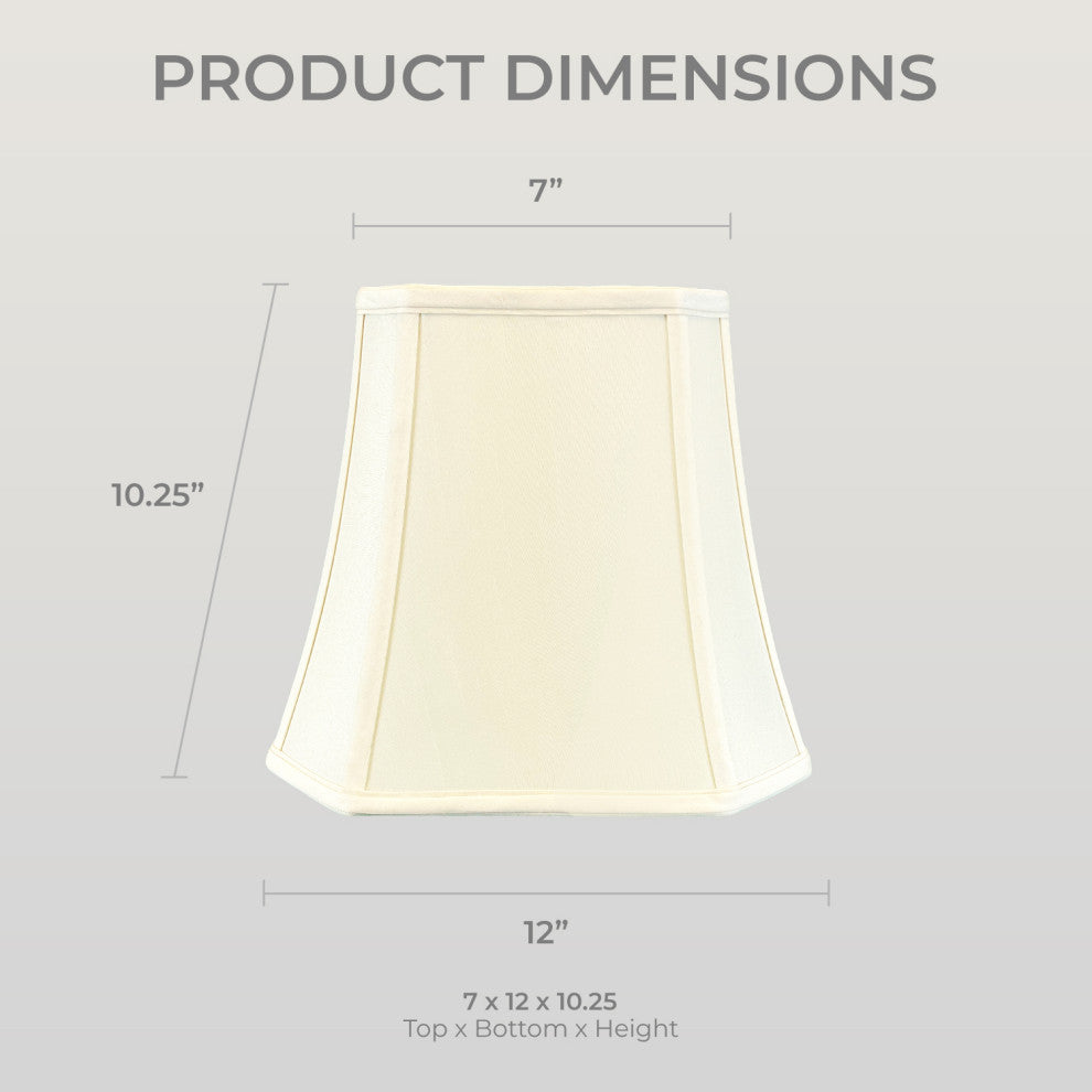 Royal Designs Square Cut Corner Bell Lamp Shade, Eggshell, 7.5"x12"x10.25", Set