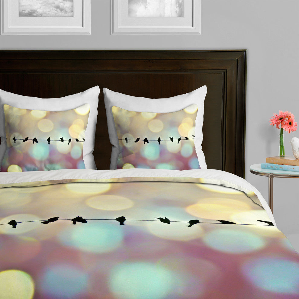 Deny Designs Shannon Clark Birds And Bokeh Duvet Cover - Lightweight