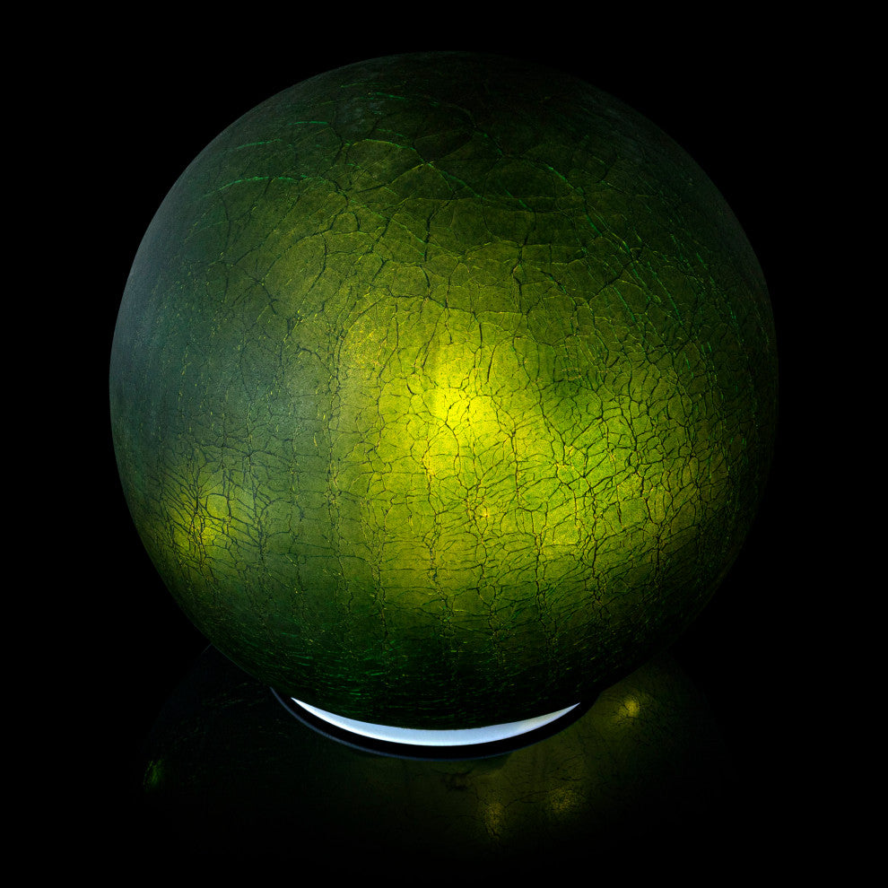 Green Textured Glass Gazing Globe with LED Lights