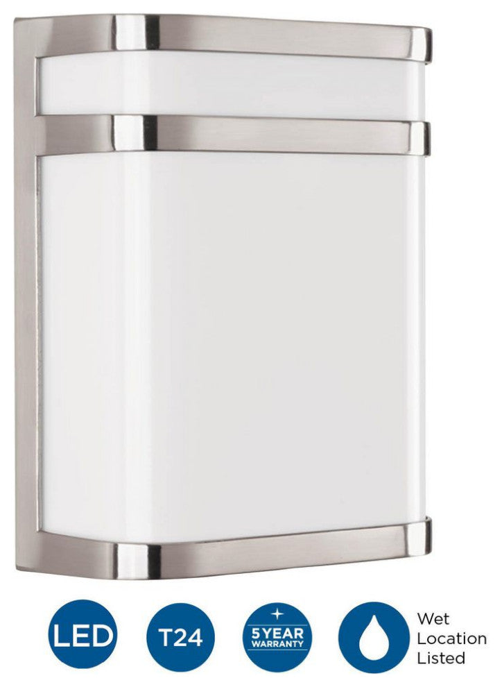Progress Lighting Valera LED 1-Light Outdoor Lantern, Brushed Nickel, 8.63"x11"