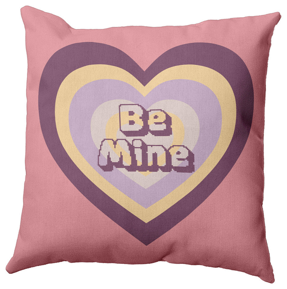 Be Mine Decorative Indoor/Outdoor Pillow, Pink Icing, 16"x16"