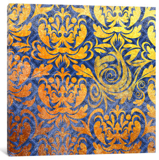 "Modular Movement in Gold with Blue Patterns" by 5by5collective, 26x26x1.5