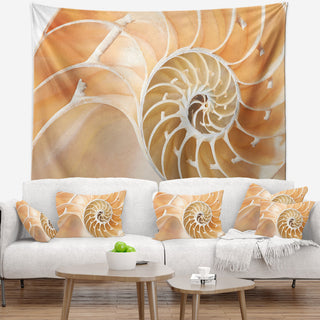 Brown Nautilus Shell Pattern Contemporary Wall Tapestry, 92"x78"