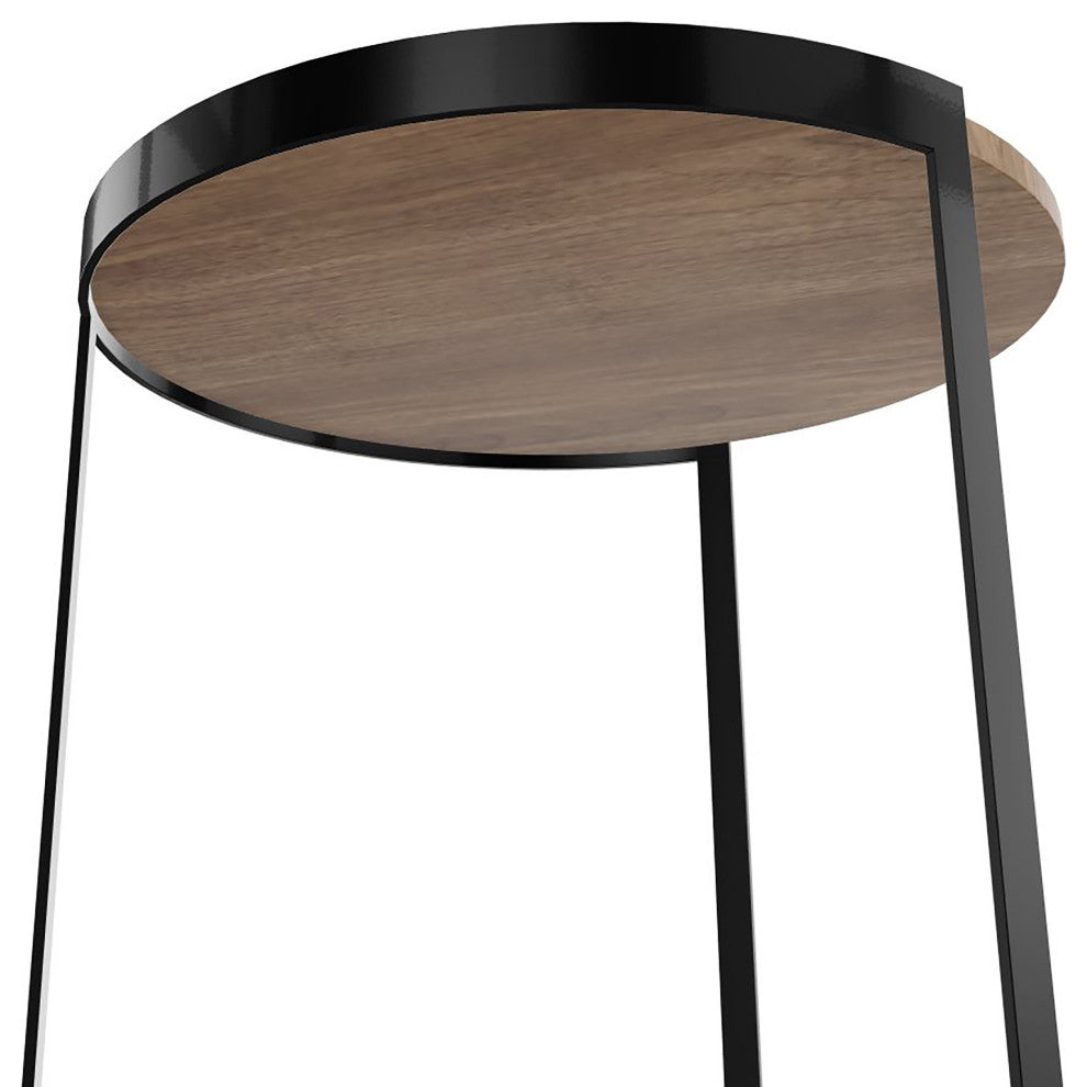 20" Contempo Brown and Black Round Wood Tri Leg End Table