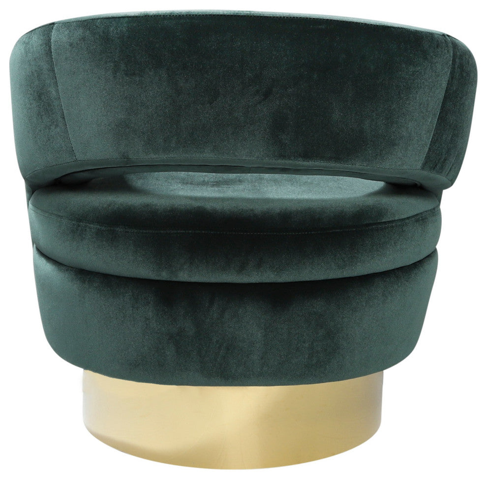 Benzara BM283568 32" Modern Swivel Accent Chair, Shelter Arms, Gold, Green