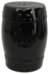 18" Solid Black Porcelain Garden Stool