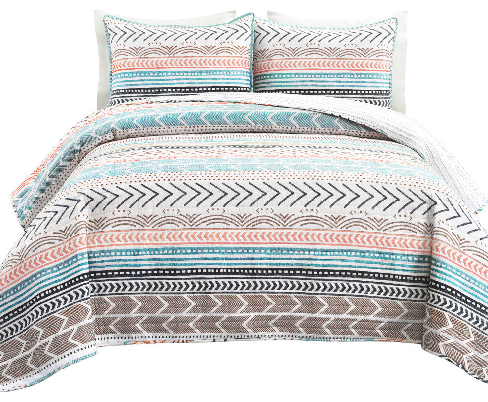 Hygge Geo 3-Piece Quilt Set, Neutral/Multi, King