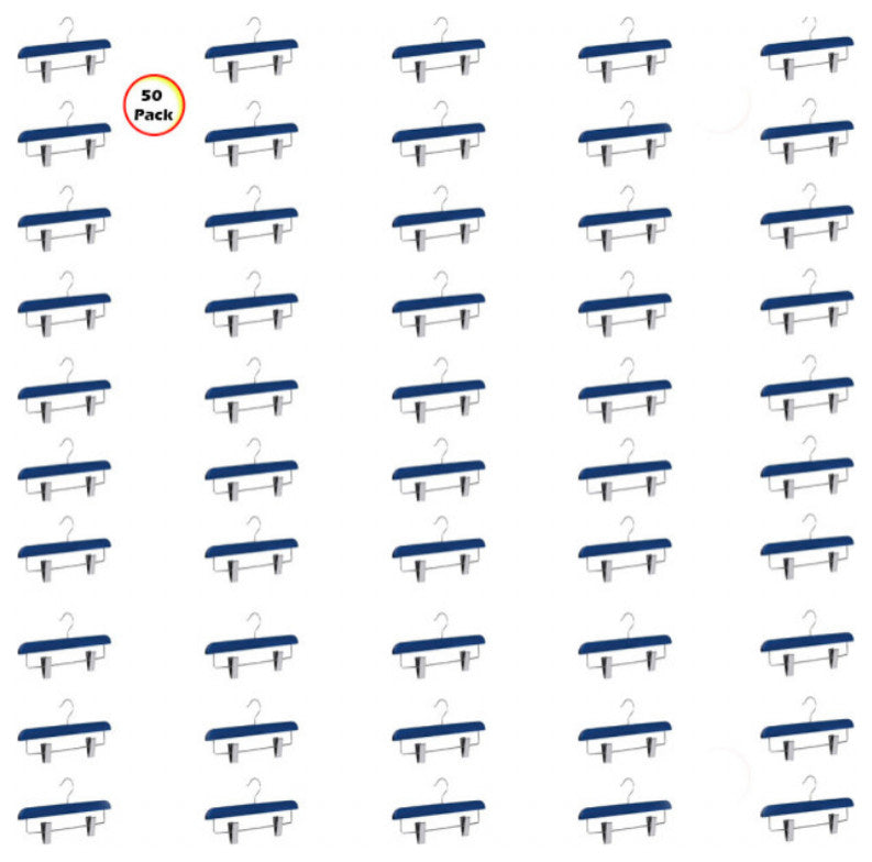 Abs Plastic Trouser Skirt Hangers, Perfect for Skirts, Pants, Slacks, Jeans, Navy, 50-Pack