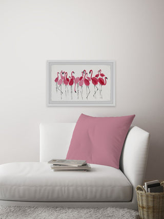 "Blushing Flamingos" Framed Painting Print, 36"x24"