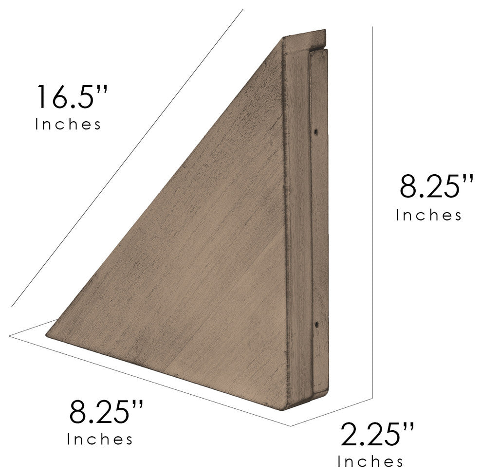 Rustic Wood Floating Corner Shelves (Set of 2) - Walnut Brown