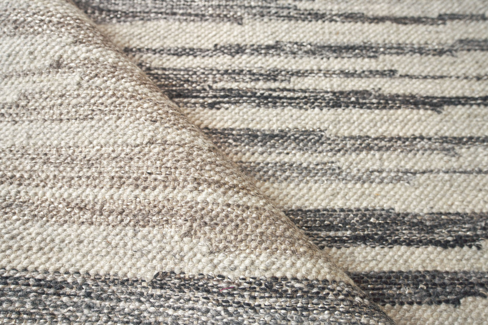 Scandinavian Handmade Hand Loomed Wool Ivory/Blue/Gray Area Rug, 14'x18'