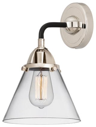 Large Cone Sconce, Black Polished Nickel, Clear, Clear