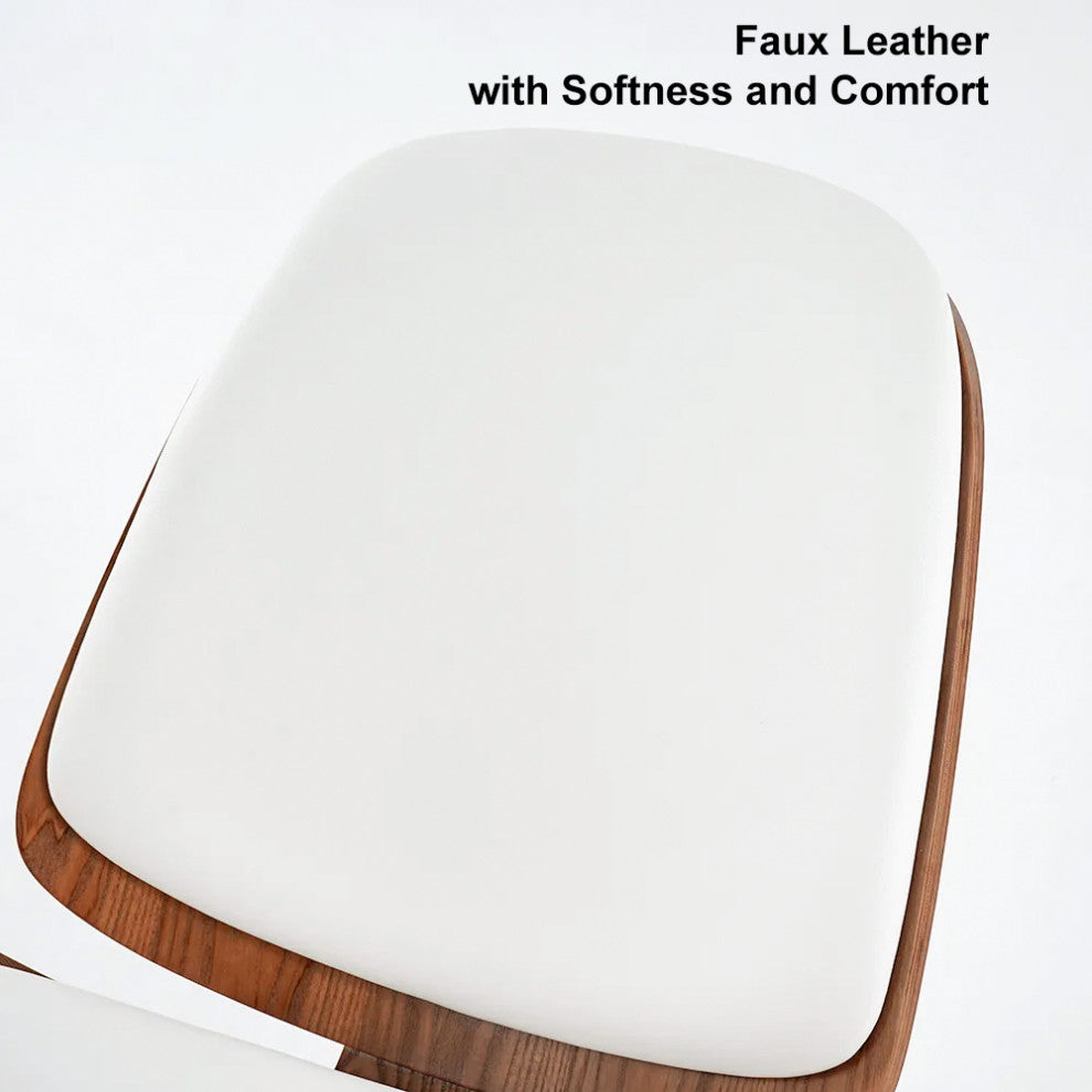 Modern Tripod Black Leather Shell Lounge Chair With Single Side, White