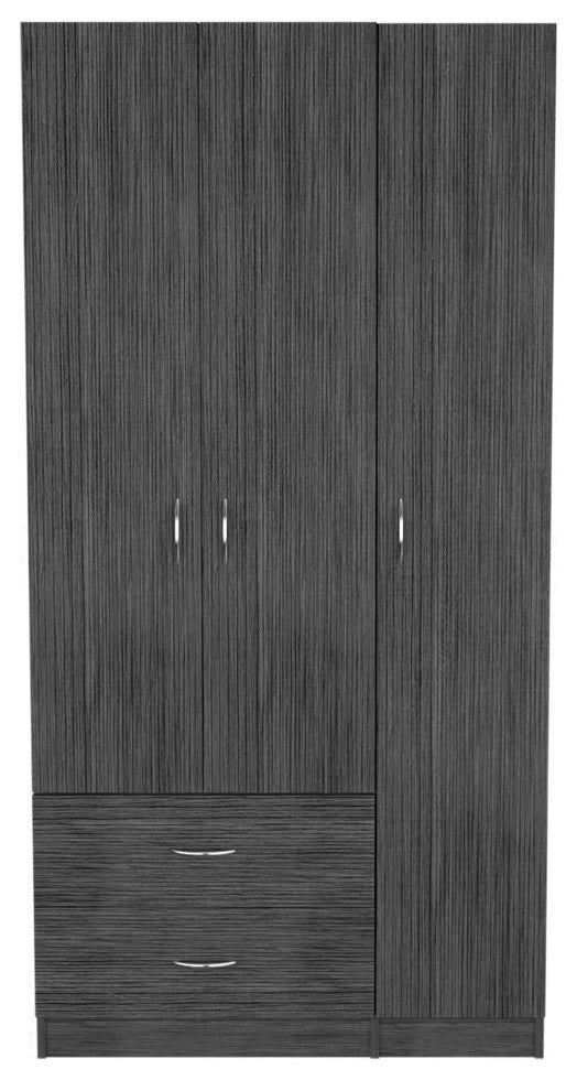 Bosko 3 Doors Armoire, Smokey Oak / White