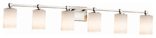 Fusion Tetra 6-Light Bath Bar, Cylinder/Flat, Nickel, Opal, LED