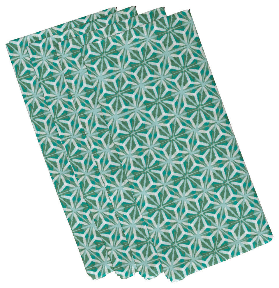 Water Mosaic, Geometric Print Napkin, Set of 4, Aqua