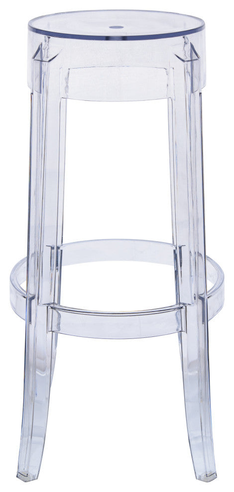 LeisureMod Averill Plastic Barstool with Clear Acrylic Seat and Legs, Set of 2