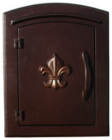 Non-Locking Column Mount Mailbox With "Fleur De Lis Logo", Antique Copper