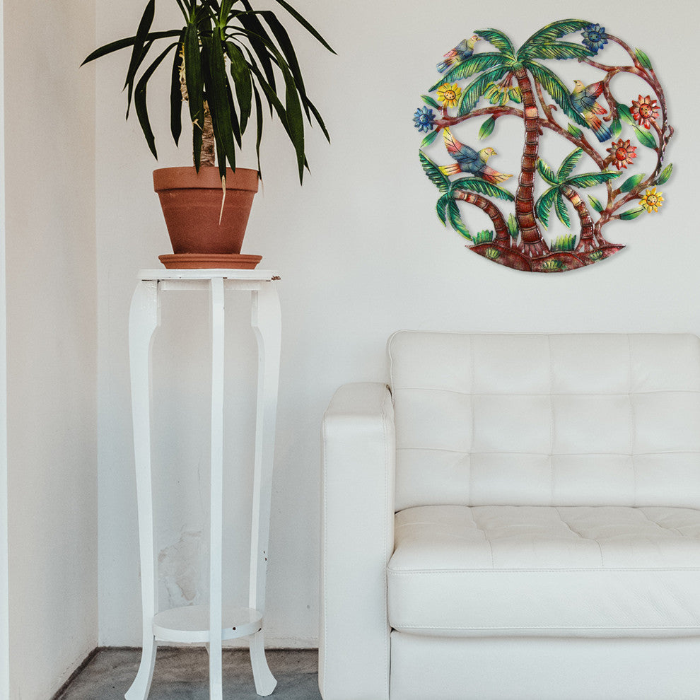 Tropical Palm Trees Handpainted Recycled Metal Wall Art