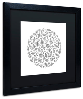 Filippo Cardu 'Leaf Circle' Art, Black Frame, Black Mat, 16x16
