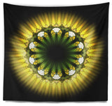 Black Yellow Fractal Flower Pattern Abstract Wall Tapestry, 39"x32"