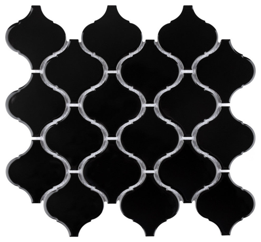 Metro Lantern Glossy Black Porcelain Floor and Wall Tile