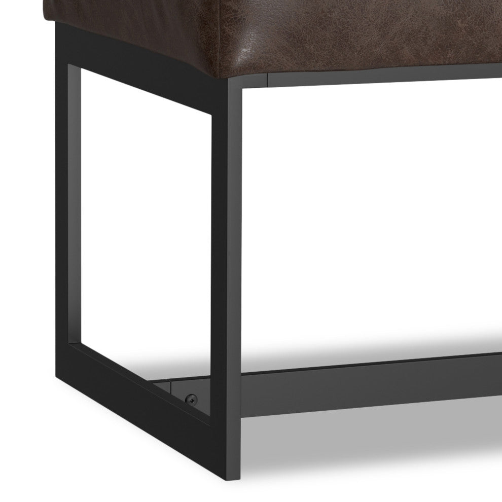 Penelope Leather Ottoman Bench, Brown