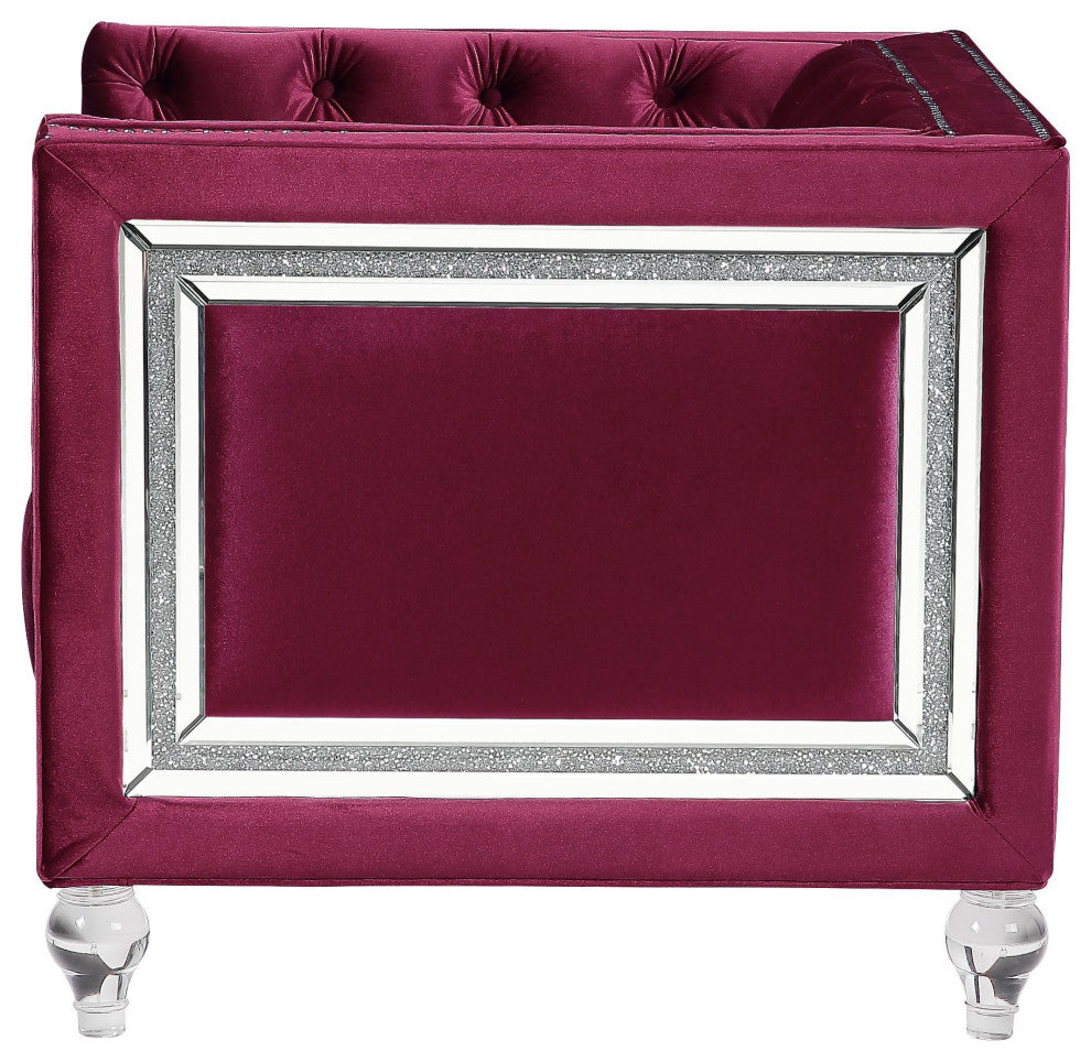 ACME Heibero Chair in Burgundy Velvet
