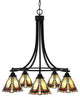 Paramount 5-Light Chandelier, Matte Black, 7" Zion Art Glass