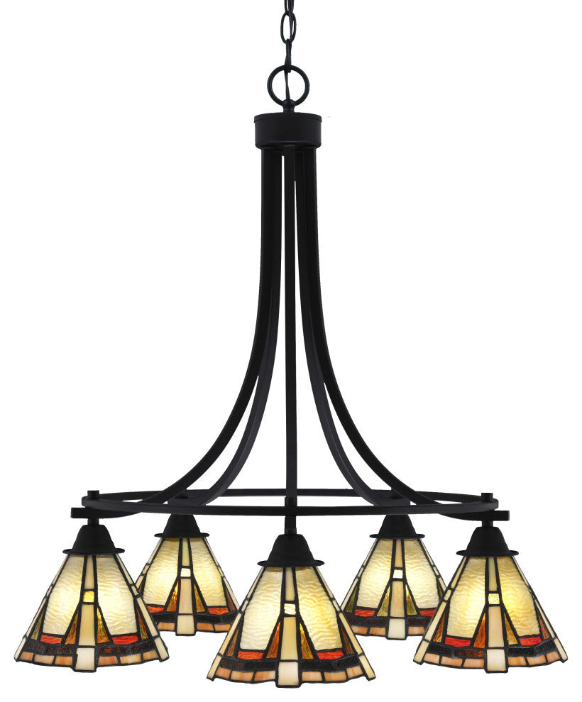Paramount 5-Light Chandelier, Matte Black, 7" Zion Art Glass