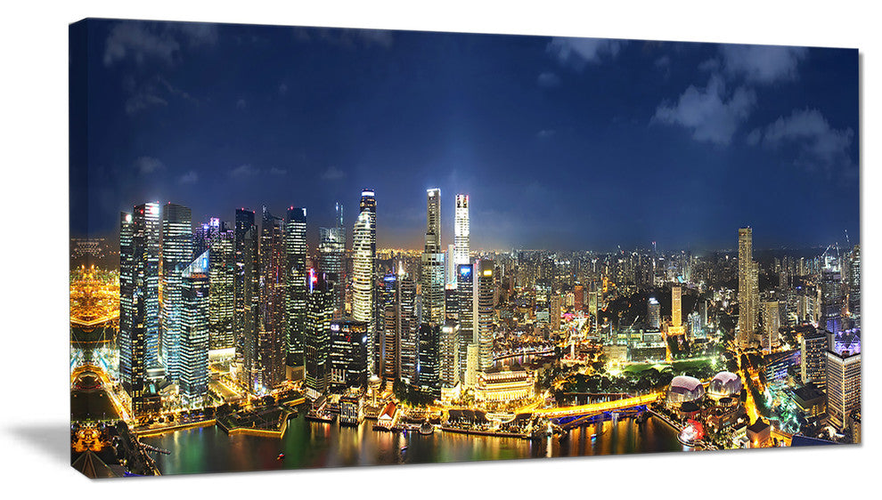"Singapore Skyscrapers" Panorama Cityscape Canvas Print40"x20"