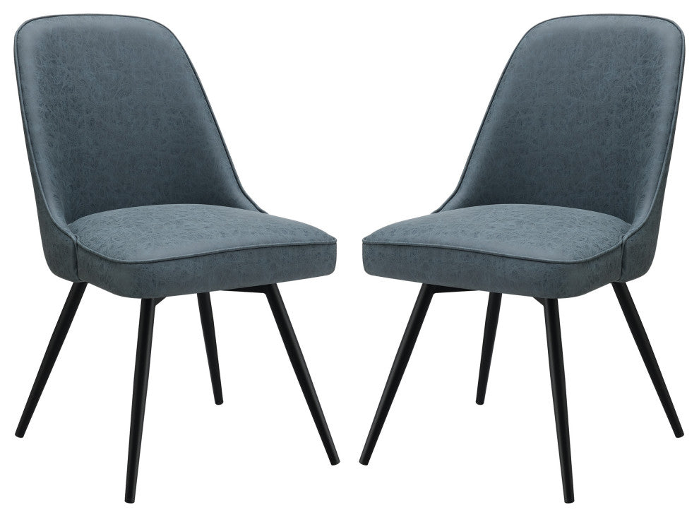 Penton Swivel Chair 2-Pack, Navy Faux Leather With Black Legs