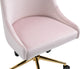 Karina Swivel and Adjustable Velvet Upholstered Office Chair, Pink, Gold Base