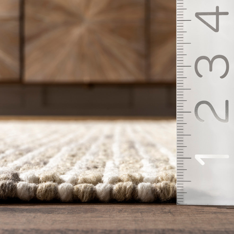 Nuloom Hand Woven Ornate Felted Wool Dhurrie Dh01 Rug, Beige 8'6"x11'6"