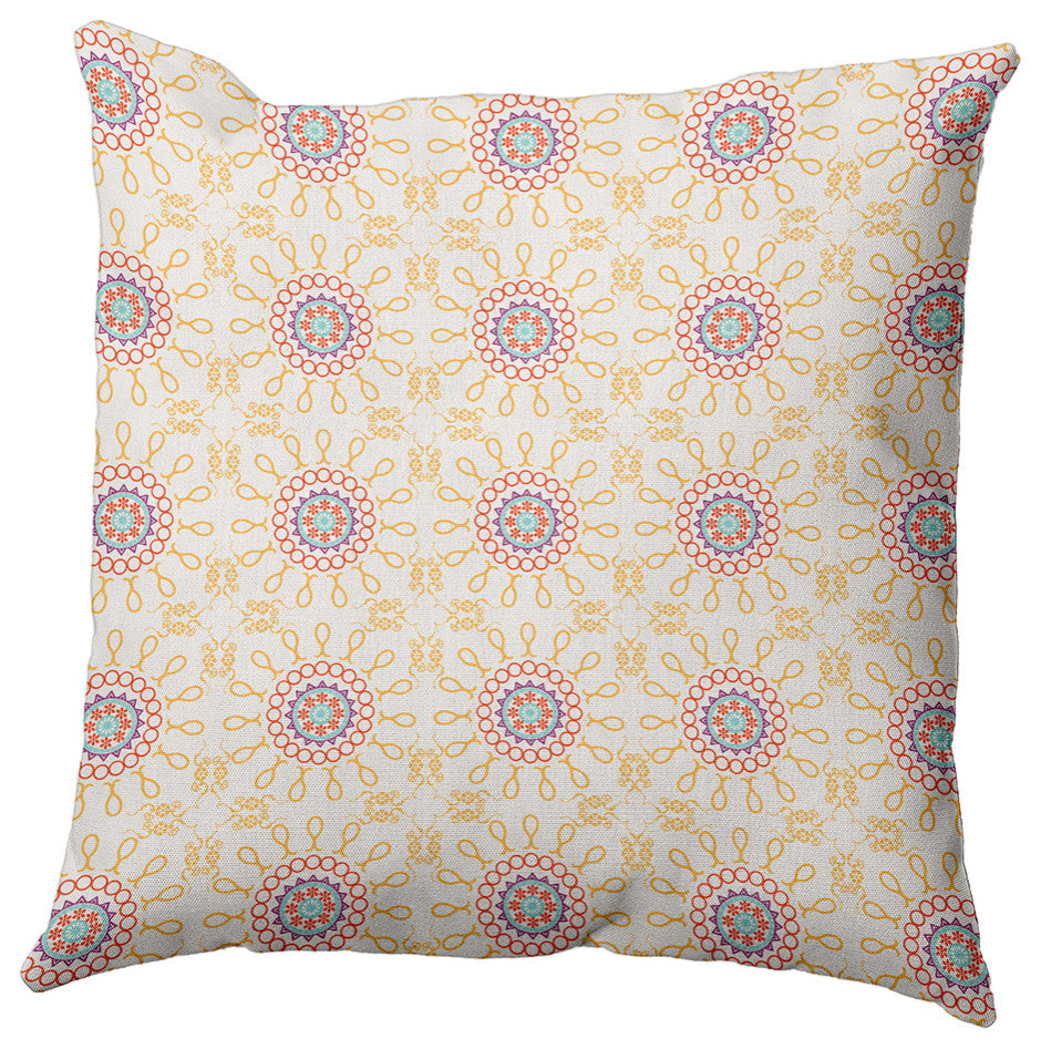 26" x 26" Sun Tile Decorative Indoor Pillow, Egg Yolk Yellow