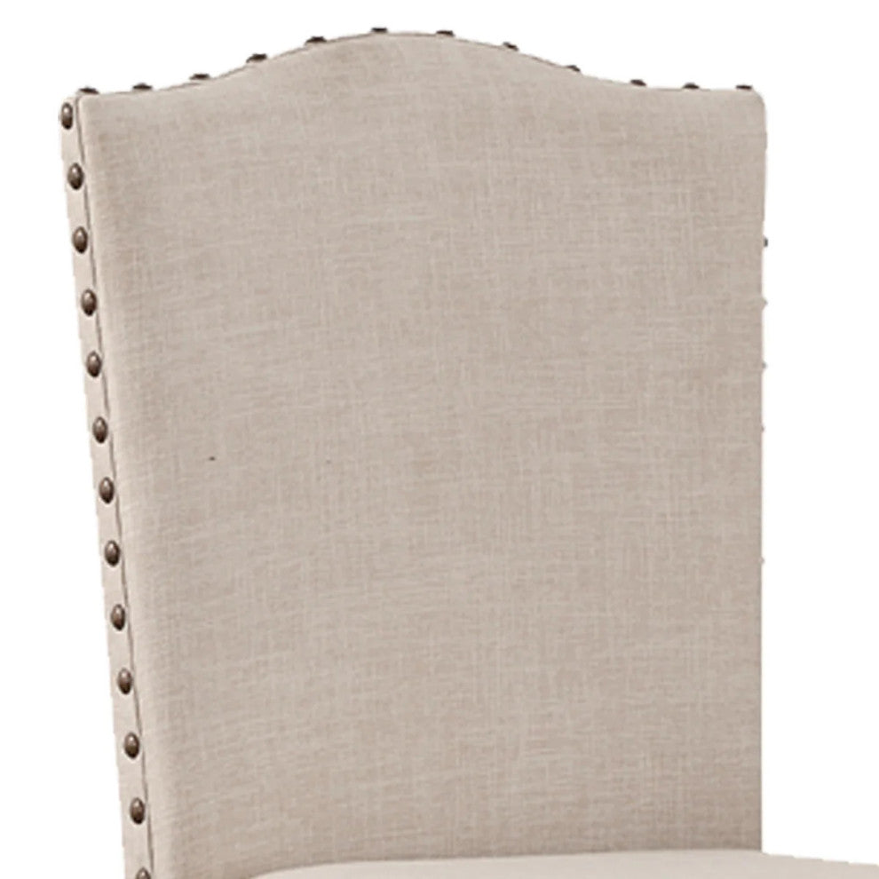 Benzara BM166612 Rubber Wood Studded Trim High Chair ,Cherry Brown, Set of 2