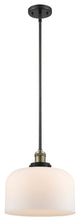 X-Large Bell 1-Light LED Pendant, Black Antique Brass, Glass: Matte White Cased