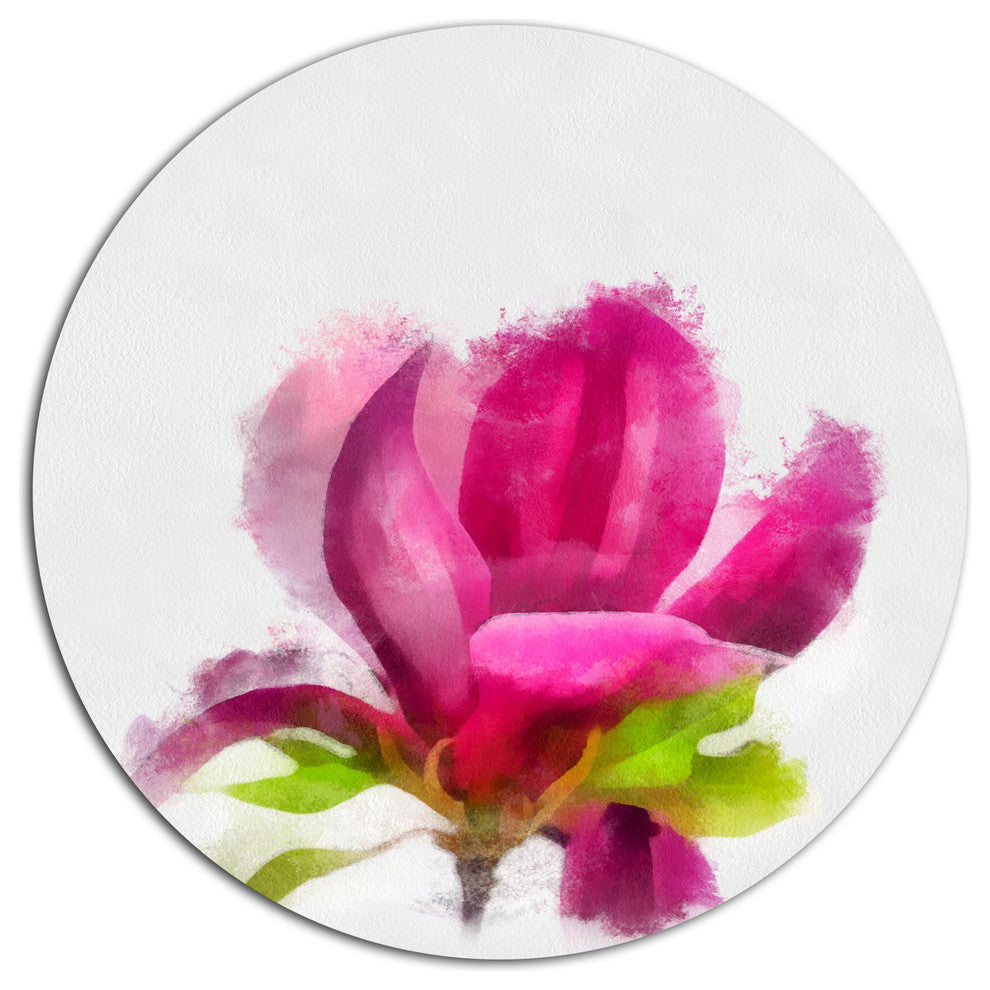 Full Bloom Pink Magnolia Flower, Floral Large Disc Metal Wall Art, 23"