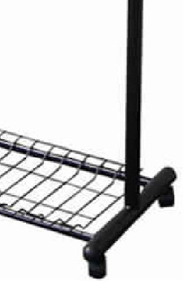Benzara BM96060 Metal Coat Hanger Rack With Bottom Wired Shelf, Black and Silver
