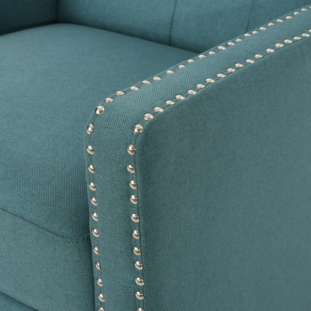 GDF Studio Izaak Tufted Back Fabric Recliner Chair, Dark Teal