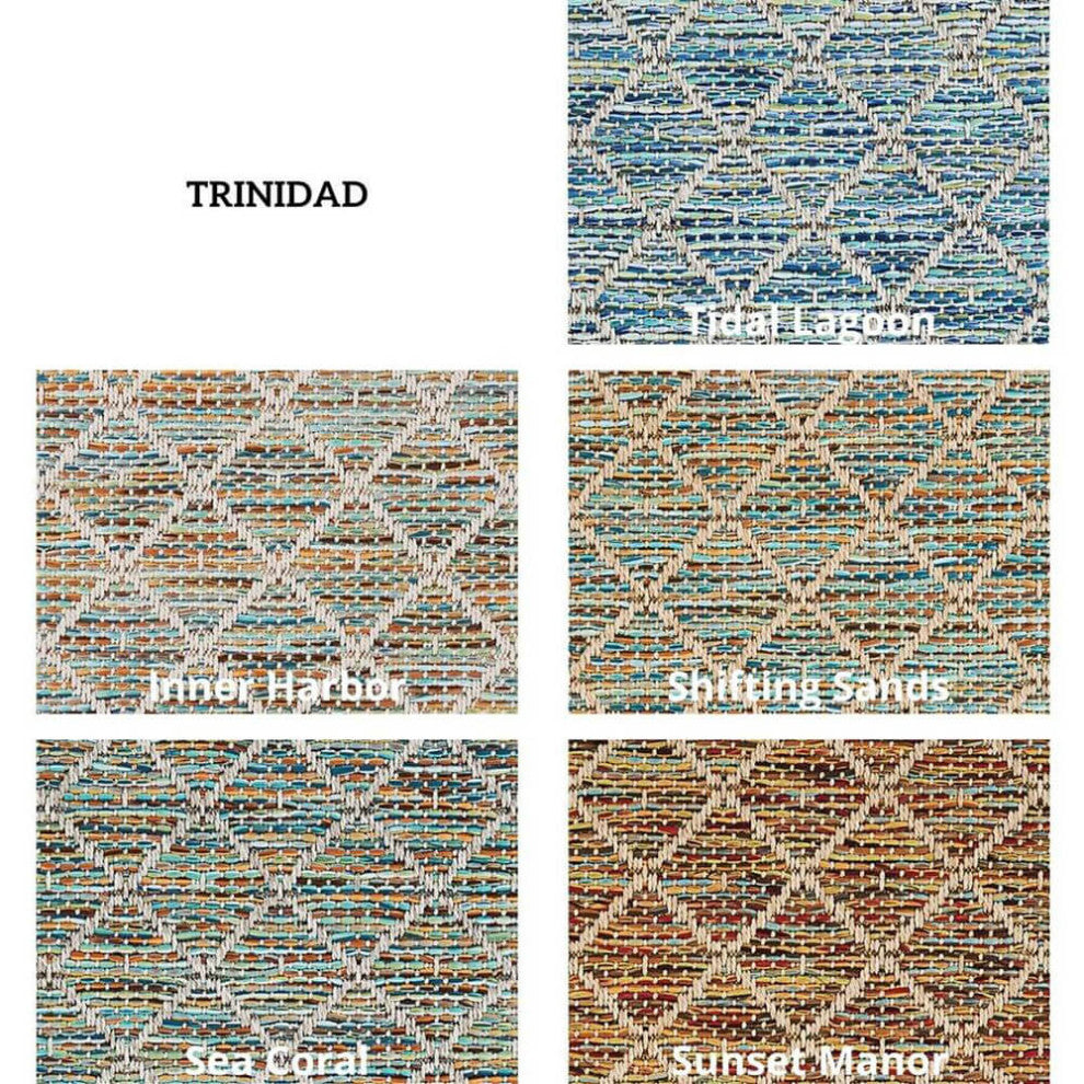 Trinidad Area Rug, Indoor/Outdoor, Carpet, Runner, Mat, Tidal Lagoon, Round 3'