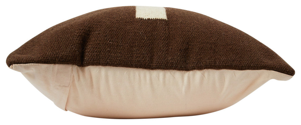 Swiss Cross Cotton Wool Throw Pillow, Brown and Natural
