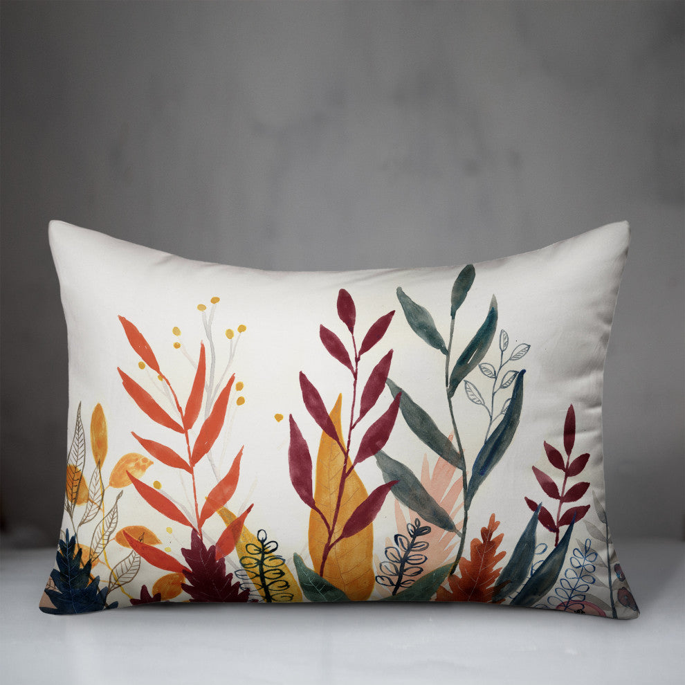 Watercolor Leaves 14x20 Spun Poly Pillow